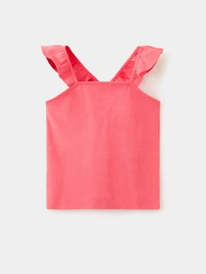 Koszulka bawełniana z falbanką fuksja - Dzieci - lata - MANGO KIDS