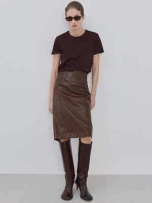 Koszulka bawełniana z krótkimi rękawami burgund - Kobieta - - MANGO