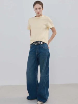 Koszulka bawełniana z krótkimi rękawami waniliowy - Kobieta - - MANGO