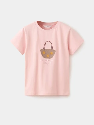 Zdjęcie produktu Koszulka bawełniana z rysunkiem różowy - Dzieci - lata - MANGO KIDS