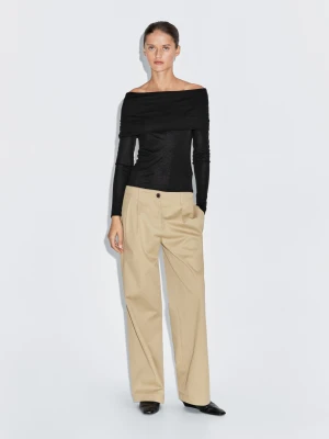 Koszulka Bez Ramiączek Z Długim Rękawem - Czarny - - Massimo Dutti - Kobieta