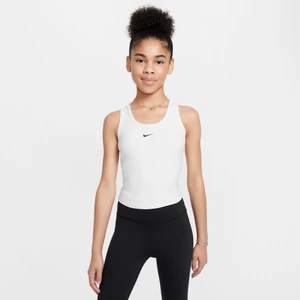 Koszulka bez rękawów dla dużych dzieci (dziewcząt) Dri-FIT Nike One Fitted - Biel