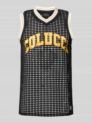 Koszulka bez rękawów o kroju relaxed fit w półprzezroczystym designie COLUCCI