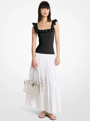 Koszulka bez rękawów z elastycznej prążkowanej wiskozy MICHAEL Michael Kors