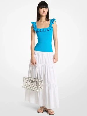 Koszulka bez rękawów z elastycznej prążkowanej wiskozy MICHAEL Michael Kors