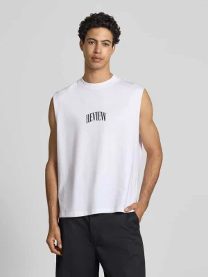 Koszulka bez rękawów z logo i okrągłym dekoltem REVIEW