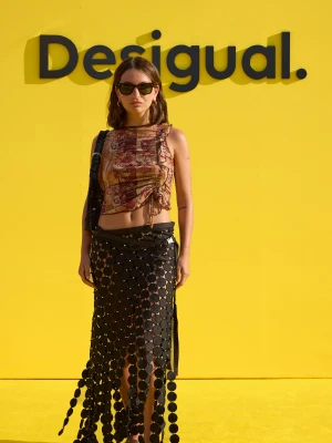 Koszulka bez rękawów z nadrukiem Desigual MATERIAL FINISHES