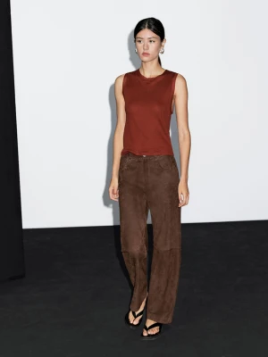 Koszulka Bez Rękawów Z Podwójnym Obszyciem - Ognista Pomarańcza - - Massimo Dutti - Kobieta