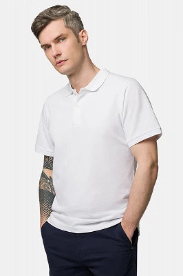 Koszulka Polo Bawełniana Biała Blake Lancerto