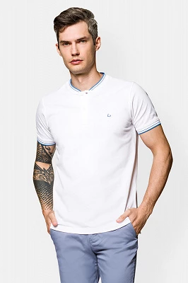 Koszulka Polo Bawełniana Biała Damian Lancerto