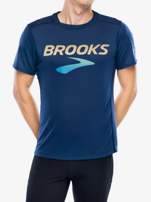 Koszulka biegowa Brooks Distance Short Sleeve 3.0 - blue slate/BR logo