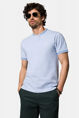 Koszulka Polo Bawełniana Błękitna Chad Lancerto