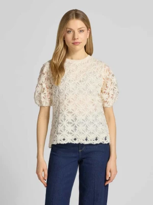 Koszulka bluzkowa z haftami i bufiastymi rękawami Rich & Royal