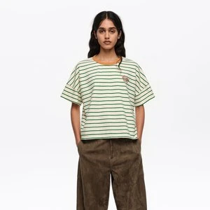 Koszulka boxy kontrastowa lamówka zielone paski BIMBA Y LOLA