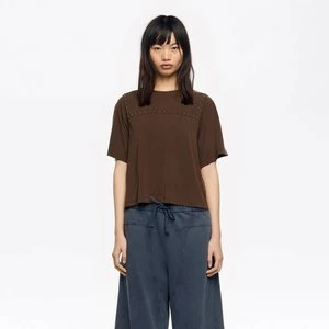 Koszulka boxy metalowe nity brązowa efekt sprania BIMBA Y LOLA