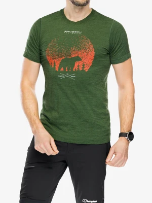 Koszulka Brubeck Outdoor Wool Pro T-Shirt - dark green/bear