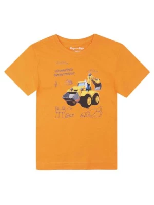 Koszulka chłopięca z krótkim rękawem pomarańczowa z koparką TUP TUP
