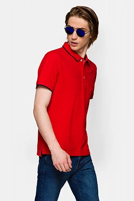 Koszulka Polo Bawełniana Czerwona Dominic Lancerto