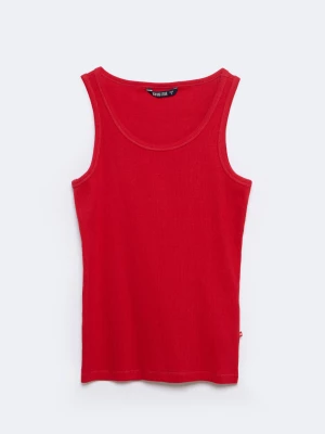 Koszulka damska na ramiączkach prążkowana czerwona Aurela 603 BIG STAR