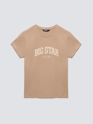 Koszulka damska bawełniana z logo BIG STA beżowa Ramila 805 BIG STAR