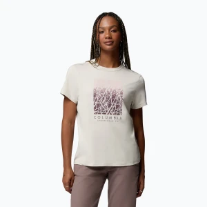 Koszulka damska Columbia Parsons Point Graphic Tee dark stone heather / treescape Beżowy