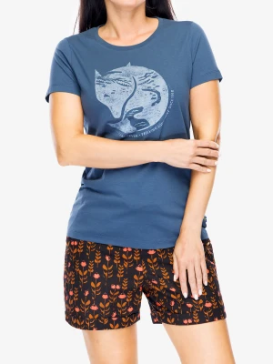 Koszulka damska Fjallraven Arctic Fox Print T-shirt - indigo blue