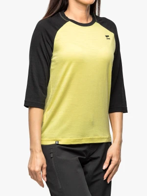 Koszulka damska Mons Royale Tarn Merino Shift Raglan 3/4 - black/limelight