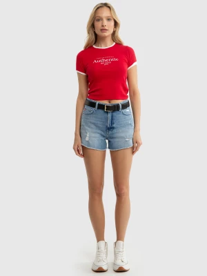 Koszulka damska o kroju slim z linii Authentic czerwona Montha 603 BIG STAR