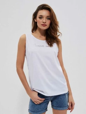 Koszulka damska na ramiączka z napisem biała Moodo