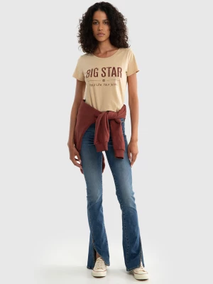 Koszulka damska o klasycznym kroju beżowa Brunona 801 BIG STAR