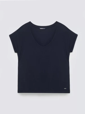 Koszulka damska o luźnym kroju granatowa Valeria 403 BIG STAR