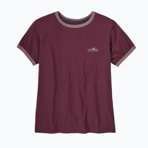 Koszulka damska Patagonia Fitz Roy Foothills Ringer Tee berry fig Bordowy