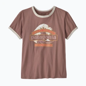 Koszulka damska Patagonia Great Waves Ringer Tee moonrise taupe Różowy