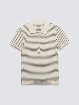 Koszulka damska polo w paski perłowa Rellma 103 BIG STAR