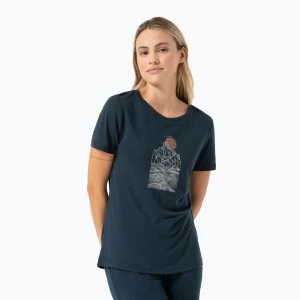 Koszulka damska super.natural Preikestolen Cliffs Tee blueberry / feather grey / copper Granatowy