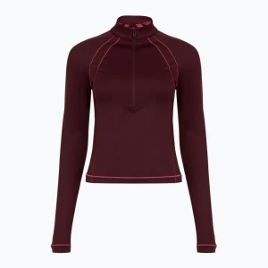 Koszulka damska Under Armour ColdGear Textured 1/2 Zip dark maroon/fuchsia dusk/metallic silver