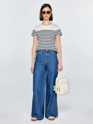 Koszulka damska w paski granatowo-beżowa Norisa 403 BIG STAR