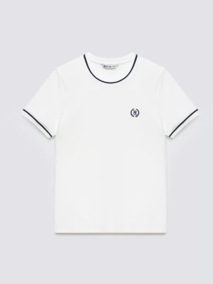 Koszulka damska z kontrastowym wykoŅczeniem kremowa Lemoure 102 BIG STAR