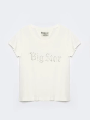 Koszulka damska z krótkim rękawem z logo BIG STAR z cyrkoniami biała Avrora 100