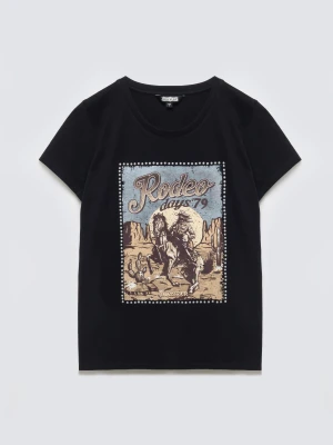 Koszulka damska z linii Authentic z nadrukiem czarna Erellsa 906 BIG STAR