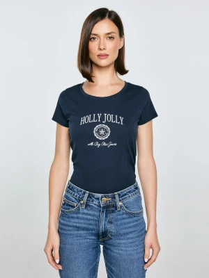 Koszulka damska z nadrukiem granatowa Serra 403 BIG STAR