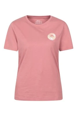 Koszulka damska z nadrukiem i krótkim rękawem Landscape - Pink Mountain Warehouse