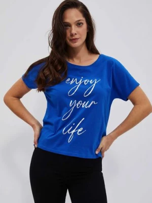 Koszulka damska z nadrukiem niebieska Moodo