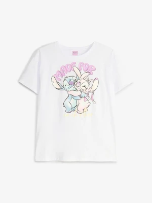 Koszulka Disney Stitch z czystej bawełny BonPrix biały