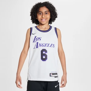 Koszulka dla dużych dzieci Nike Dri-FIT NBA Swingman LeBron James Los Angeles Lakers City Edition - Biel