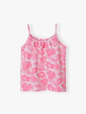 Koszulka dla dziewczynki na ramiączkach - różowa w kwiaty 5.10.15.