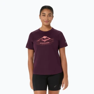 Koszulka do biegania damska Asics Fujitrail Logo Ss Top Dark Aubergine Bordowy