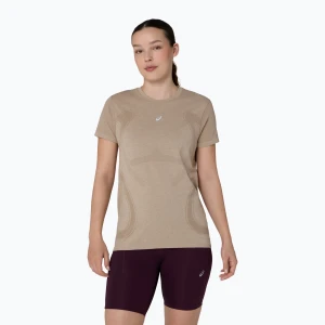 Koszulka do biegania damska Asics Road Seamless Ss Top greige Brązowy