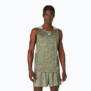 Koszulka do biegania męska ASICS Fujitrail Singlet mantle green/khaki