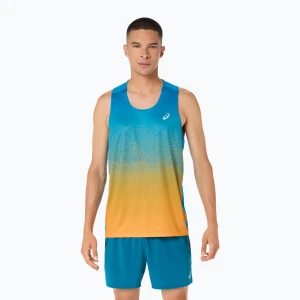 Koszulka do biegania męska ASICS Road Fade Singlet aegean blue/yamabuki